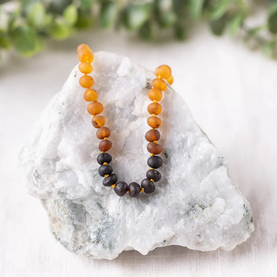 Baltic Amber Necklace, Raw Rainbow Gemstone Necklace